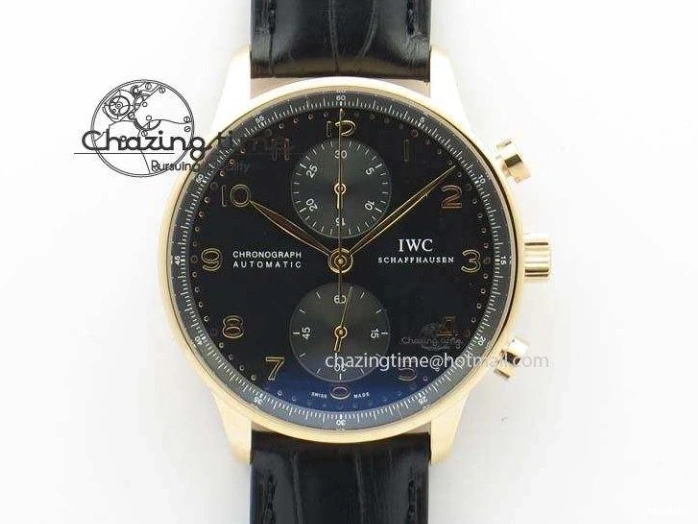 MIROTIME 0214 Portuguese Chrono RG IW371415 ZF 1:1 Best Edition Black Dial On Black Leather Strap A79350 (Slim Movement) FashionForward 7264